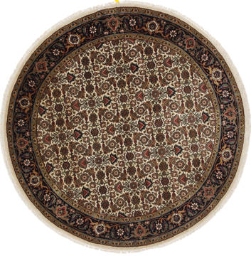 Herati Beige Round Hand Knotted 5'0" X 5'0"  Area Rug 250-25231