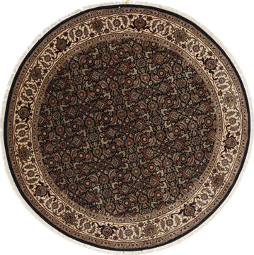 Herati Beige Round Hand Knotted 5'0" X 5'0"  Area Rug 250-25232