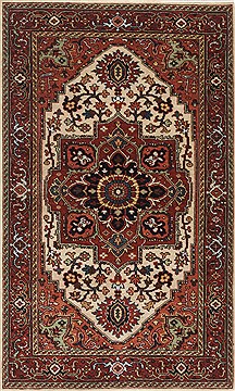 Indian Serapi White Rectangle 3x5 ft Wool Carpet 25270