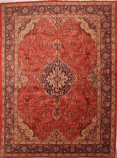 Persian Tabriz Red Rectangle 12x15 ft Wool Carpet 25301