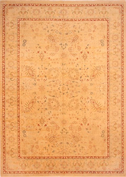 Agra Beige Hand Knotted 103 X 143 Area Rug 100-25304 Image 0
