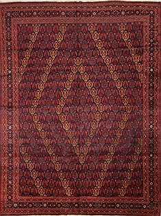 Afshar Red Hand Knotted 9'0" X 11'11"  Area Rug 100-25308
