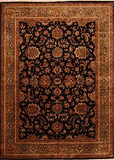 Indian Kashan Multicolor Rectangle 10x14 ft Wool Carpet 25309