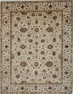 Indian Kashan Beige Rectangle 9x12 ft Wool Carpet 25325