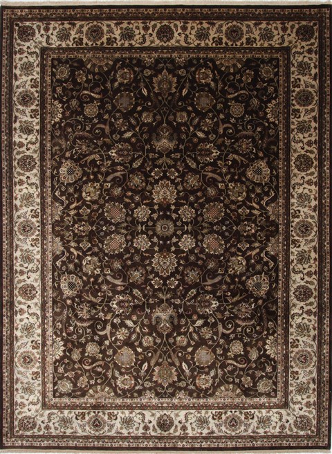 Kashan Beige Hand Knotted 90 X 120 Area Rug 250-25337 Image 0