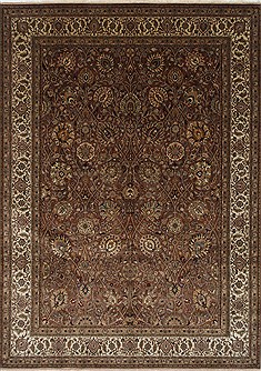 Indian Kashmar Beige Rectangle 9x12 ft Wool Carpet 25342
