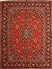 Kashan Red Hand Knotted 101 X 134  Area Rug 100-25344 Thumb 0