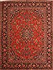 Kashan Red Hand Knotted 101 X 134 Area Rug 100-25344 Thumb 0