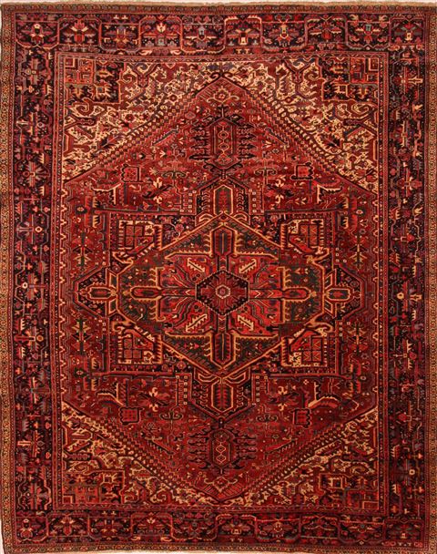 Heriz Red Hand Knotted 109 X 134 Area Rug 100-25443 Image 0