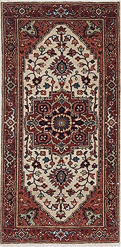 Indian Serapi White Rectangle 2x4 ft Wool Carpet 25471