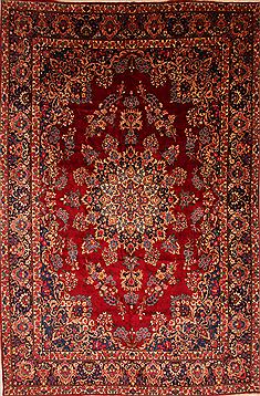 Persian Yazd Red Rectangle 11x16 ft Wool Carpet 25567