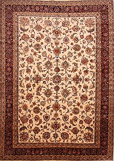 Persian Mashad Beige Rectangle 11x16 ft Wool Carpet 25573