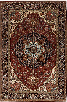 Indian Serapi Red Rectangle 6x9 ft Wool Carpet 25583