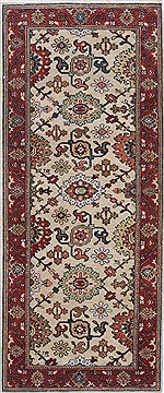 Indian Serapi Beige Runner 6 ft and Smaller Wool Carpet 25598