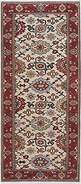 Indian Serapi White Runner 6 ft and Smaller Wool Carpet 25600