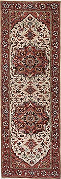 Indian Serapi Beige Runner 6 ft and Smaller Wool Carpet 25610