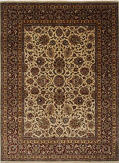 Indian Kashan Beige Rectangle 9x12 ft Wool Carpet 25670
