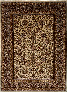Kashan Beige Hand Knotted 8'11" X 11'2"  Area Rug 250-25674