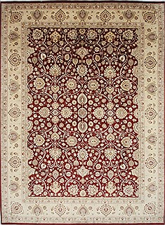 Indian Kashmar Beige Rectangle 9x12 ft Wool Carpet 25678