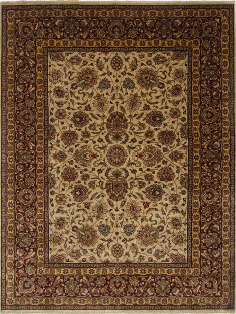 Kashan Beige Hand Knotted 90 X 118 Area Rug 250-25679 Image 0