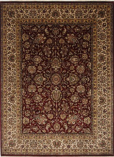 Indian Kashan Beige Rectangle 9x12 ft Wool Carpet 25686