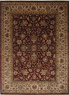 Indian Kashan Beige Rectangle 9x12 ft Wool Carpet 25686