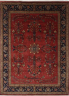 Indian sarouk Blue Rectangle 9x12 ft Wool Carpet 25690