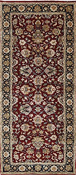 Indian Kashan Beige Runner 6 ft and Smaller Wool Carpet 25704