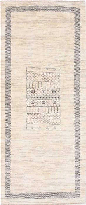 Modern Beige Runner Hand Knotted 27 X 61 Area Rug 250-25719 Image 0