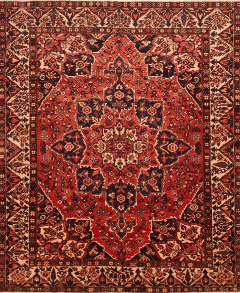 Bakhtiar Red Hand Knotted 104 X 126  Area Rug 100-25726 Image 0