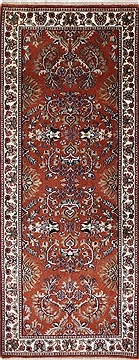 Indian Semnan Beige Runner 6 ft and Smaller Wool Carpet 25727