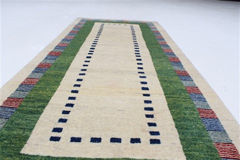 Gabbeh Beige Runner Hand Knotted 210 X 61 Area Rug 250-25775 Image 2