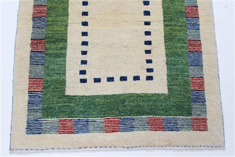 Gabbeh Beige Runner Hand Knotted 210 X 61 Area Rug 250-25775 Image 5