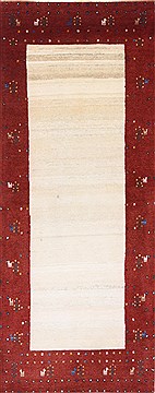 Indian Gabbeh Beige Runner 6 ft and Smaller Wool Carpet 25800