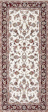 Indian Kashmar Beige Runner 6 ft and Smaller Wool Carpet 25806