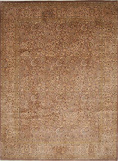 Pakistani Tabriz Beige Rectangle 9x12 ft Wool Carpet 25812