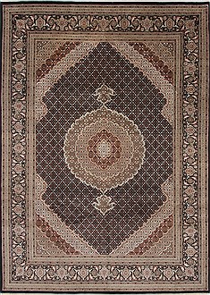 Indian Mahi Black Rectangle 8x11 ft Wool Carpet 25824