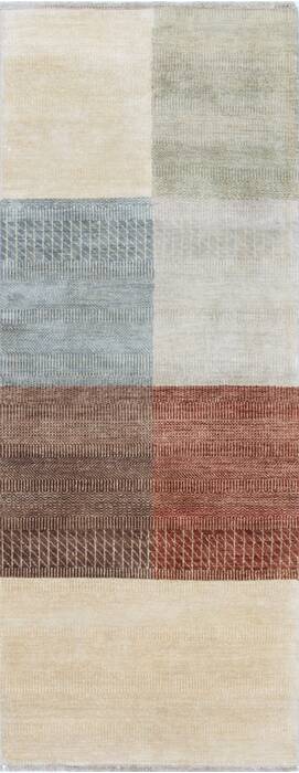 Modern Multicolor Runner Hand Knotted 27 X 67  Area Rug 250-25855 Image 0