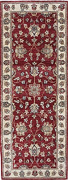 Pakistani Chobi Beige Runner 6 ft and Smaller Wool Carpet 25868
