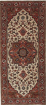 Indian Serapi White Runner 6 ft and Smaller Wool Carpet 25876