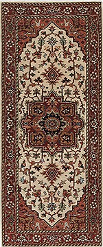 Indian Serapi White Runner 6 ft and Smaller Wool Carpet 25890
