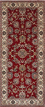 Isfahan Red Runner Hand Knotted 2'8" X 6'1"  Area Rug 250-25893