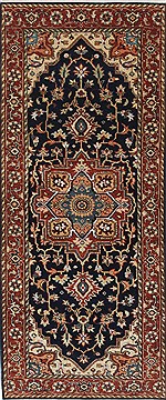 Indian Serapi Blue Runner 6 ft and Smaller Wool Carpet 25908