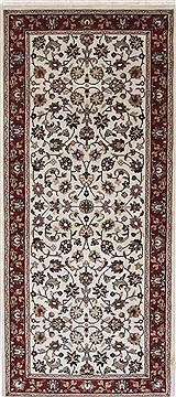 Indian Kashmar Beige Runner 6 ft and Smaller Wool Carpet 25911