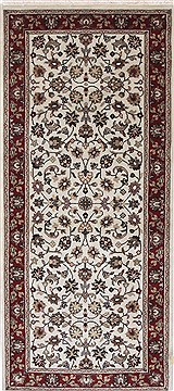 Indian Kashmar Beige Runner 6 ft and Smaller Wool Carpet 25911