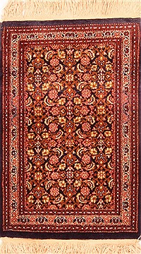 Tabriz Brown Square Hand Knotted 1'7" X 2'5"  Area Rug 100-25928