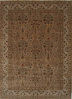 Indian Kashmar Brown Rectangle 9x12 ft Wool Carpet 25935