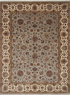 Indian Kashan Beige Rectangle 9x12 ft Wool Carpet 25938
