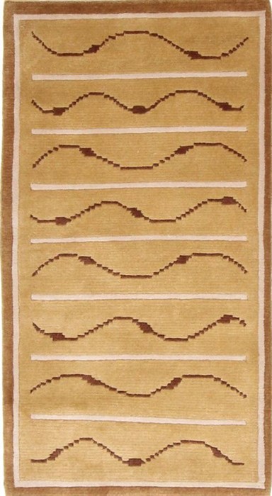 Modern Yellow Hand Knotted 25 X 46  Area Rug 300-25957 Image 0