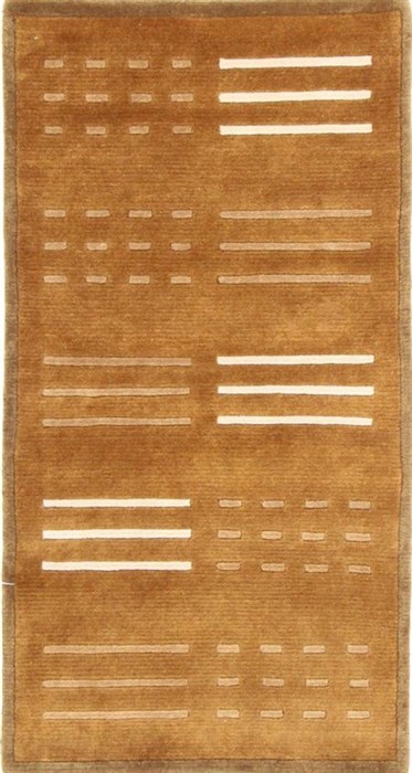 Modern Brown Hand Knotted 25 X 46  Area Rug 300-25989 Image 0